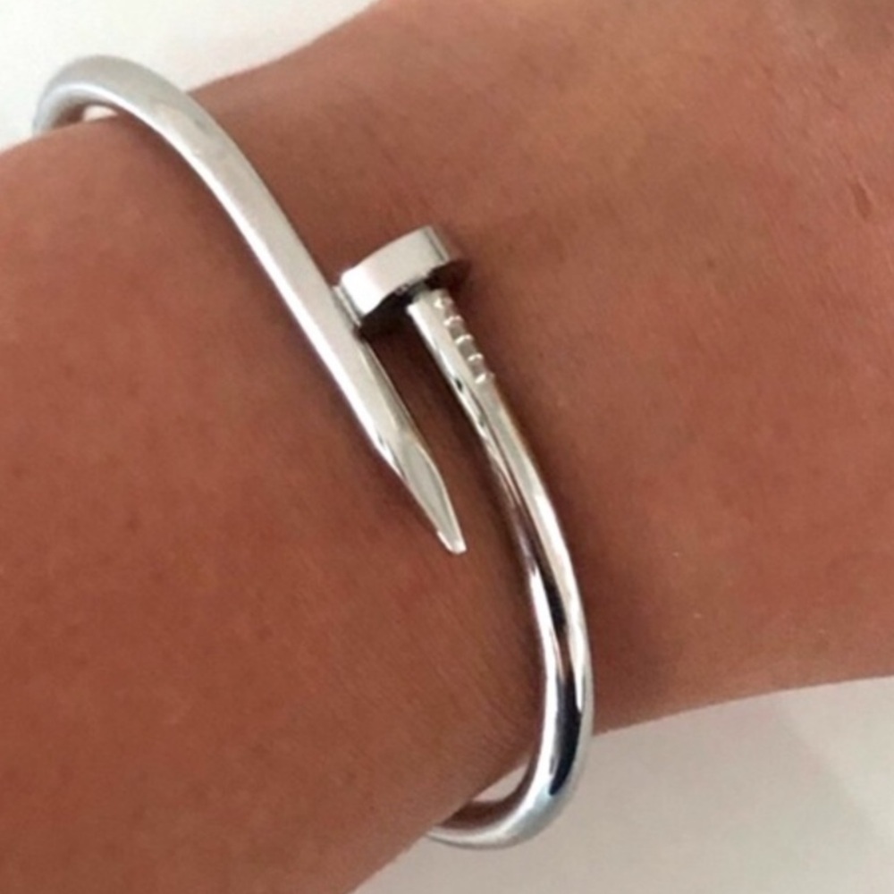 Silver Nail Bangle Screw Bracelet